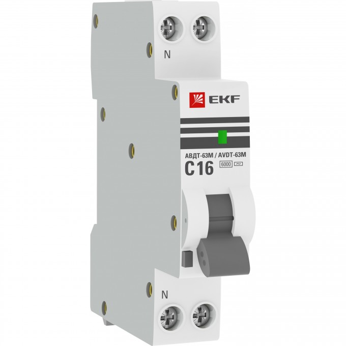 Автомат дифференциальный EKF PROXIMA АВДТ-63М 16А/ 10мА (1мод., хар.C, электронный тип AС) 6кА DA63M-16-10