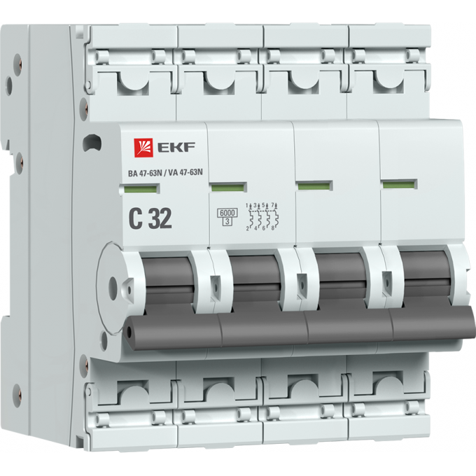Автоматический выключатель EKF PROXIMA 4P 32А (C) 6кА ВА 47-63N M636432C