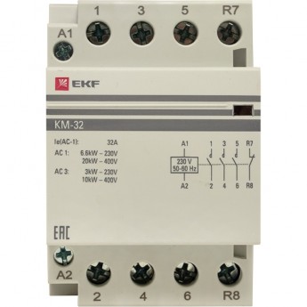 Контактор модульный EKF PROXIMA КМ 32А 3NО+NC (3 мод.)