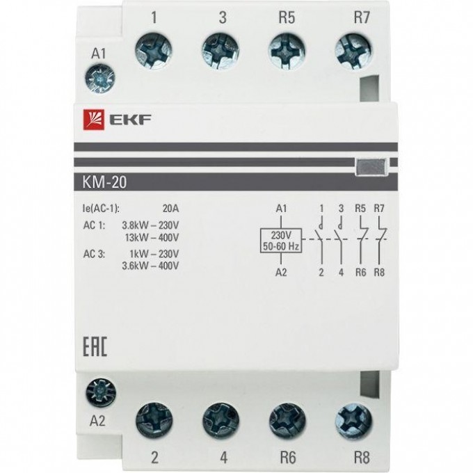 Модульный контактор EKF КМ 20А 2NO 2NC 3 мод. PROxima km-3-20-22
