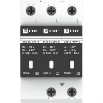 Ограничитель импульсных напряжений EKF PROXIMA ОПВ-B/3P In 30кА 400В с сигн.