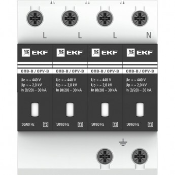 Ограничитель импульсных напряжений EKF PROXIMA ОПВ-B/4P In 30кА 400В с сигн.