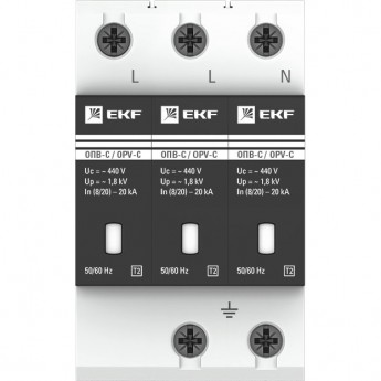 Ограничитель импульсных напряжений EKF PROXIMA ОПВ-C/3P In 20кА 400В с сигн.