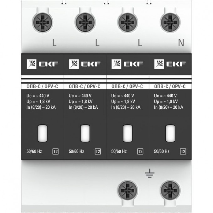 Ограничитель импульсных напряжений EKF PROXIMA ОПВ-C/4P In 20кА 400В с сигн. opv-c4