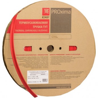 Трубка термоусаживаемая EKF ТУТ нг 10/5 красная рулон PROxima