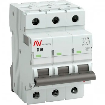 Выключатель автоматический EKF AV-6 3P 16A (D) 6кА AVERES
