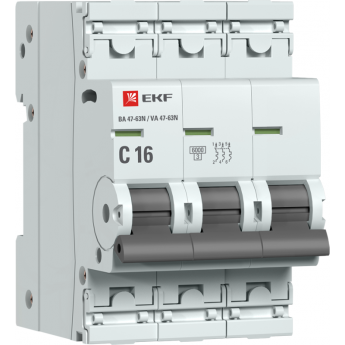 Выключатель автоматический EKF PROXIMA 3P 16А (C) 6кА ВА 47-63N